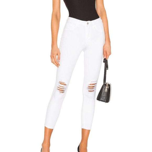 L'AGENCE Denim - L’AGENCE White Distressed High Line Skinny High Rise Jeans *NWT*